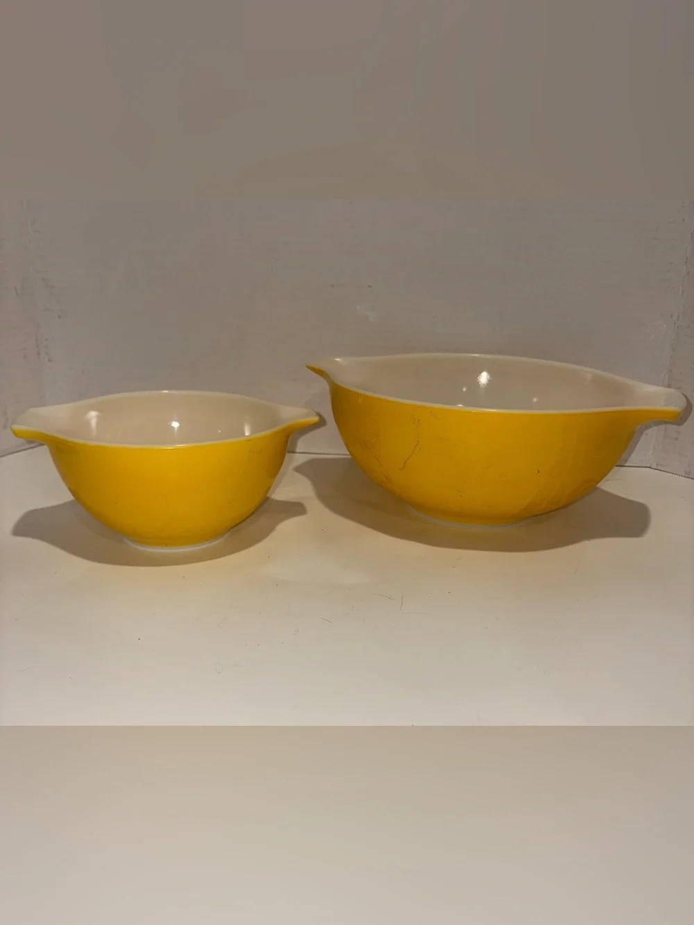 Pyrex Yellow Mixing Bowls Set #441 & 443
